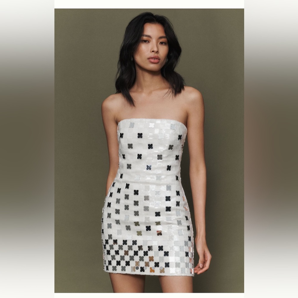 ILA Vivian Strapless Hand-Stitched Mirror
Sequin Mini Dress